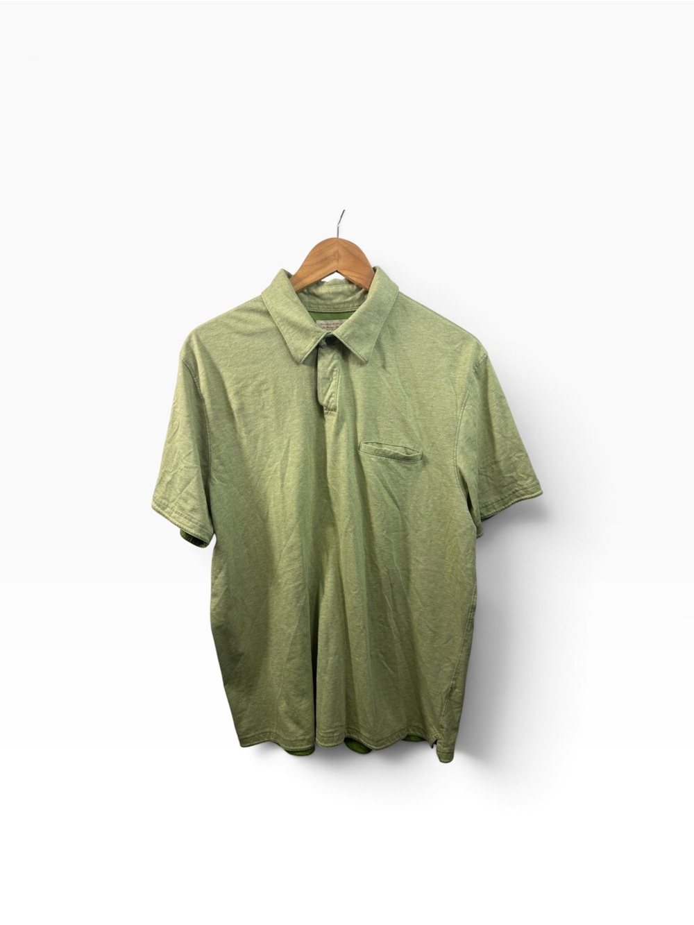 Banana Republic Pima Polo Men Green Shirt 100% Cotton Size XL Fitted Shirt